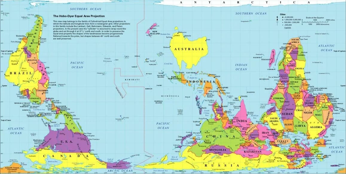 Карта мира, изданная в Австралии