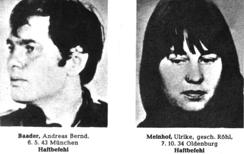 Андреас Баадер и Ульрика Майнхоф - основатели террористической группы Фракция Красной Армии